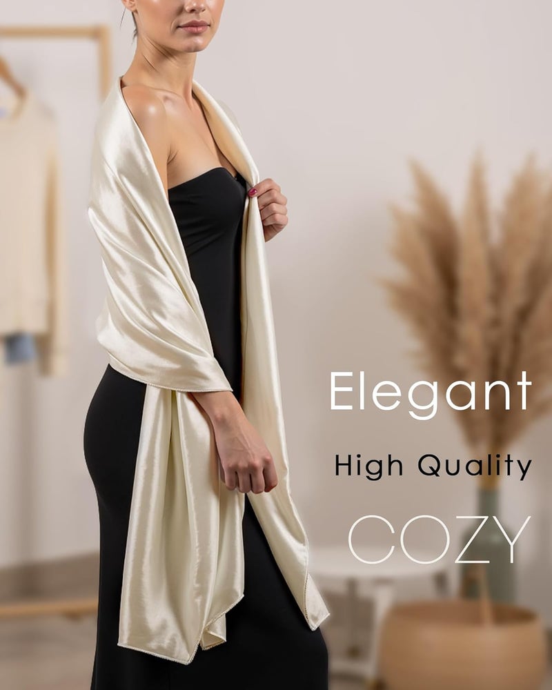 Sofier Satin Shawl Wraps for Women Evening Dresses Wedding Bridal Party Silky Scarf Formal Cover Up Bridesmaid Gifts - Image 2